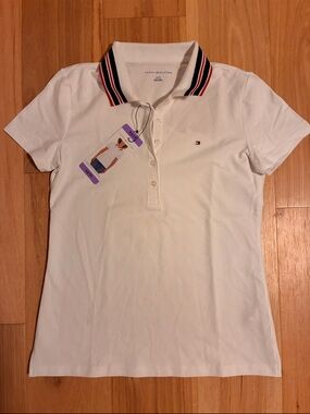 Tommy Hilfiger White Polo with Navy and Red Trim